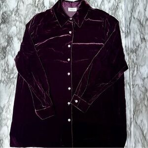 Lord & Taylor Purple Velvet Button Down Shirt Sz 18W Witchy Whimsigoth Vibrant